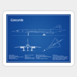 Concorde - Airplane Blueprint - AD Sticker